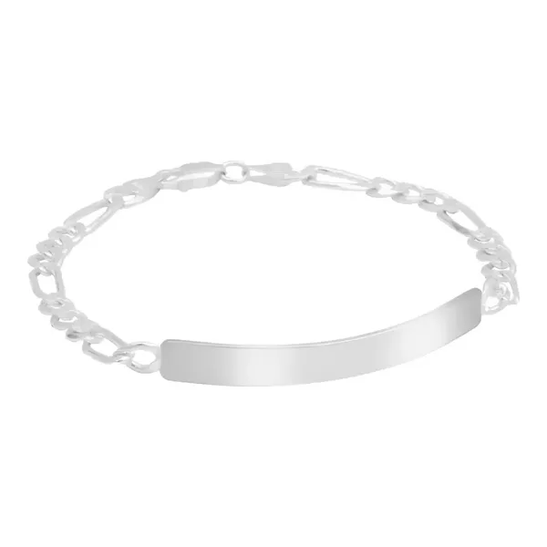 Pulsera de plata .925 esclava de placa eslabones Figaro 3x1 diamantados para hombre — Joyaris