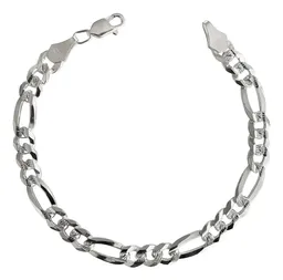 Pulsera Plata .925 Figaro Diamantada 22cm para Hombre - Imagen 1