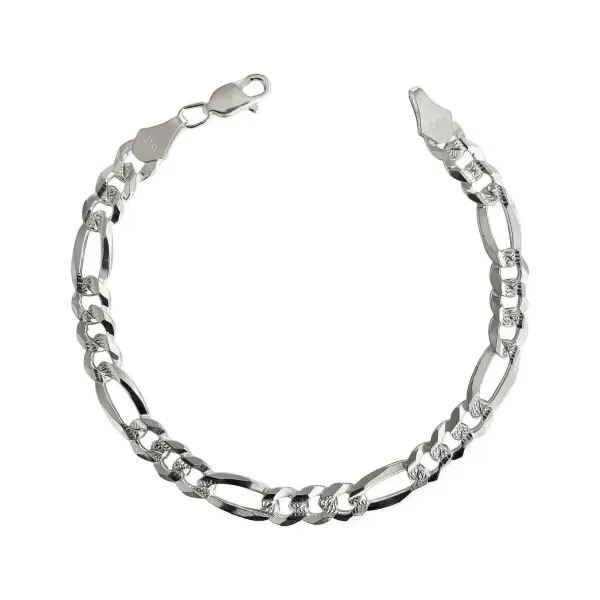 Pulsera Plata .925 Figaro Diamantada 22cm para Hombre - Imagen 1