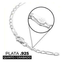 Pulsera de Plata 925 Cadena Figaro Eslabones 16cm para Mujer - Imagen 3