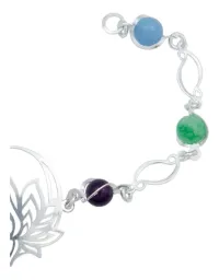 Pulsera Plata 925 Flor de Loto con Cuarzo Multicolor - Imagen 3