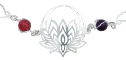 Pulsera Plata 925 Flor de Loto con Cuarzo Multicolor - Imagen 4