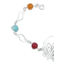 Pulsera Plata 925 Flor de Loto con Cuarzo Multicolor - Imagen 2