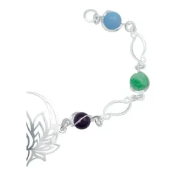 Pulsera Plata 925 Flor de Loto con Cuarzo Multicolor - Imagen 3