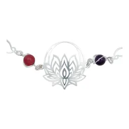 Pulsera Plata 925 Flor de Loto con Cuarzo Multicolor - Imagen 4