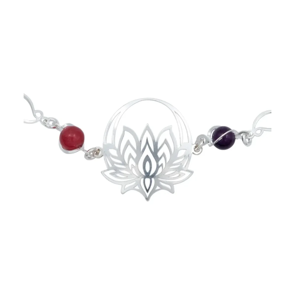 Pulsera Plata 925 Flor de Loto con Cuarzo Multicolor - Imagen 4