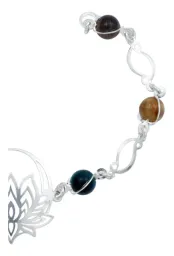Pulsera Plata 925 Flor de Loto Cuarzo Natural Multicolor - Imagen 3