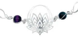 Pulsera Plata 925 Flor de Loto Cuarzo Natural Multicolor - Imagen 4