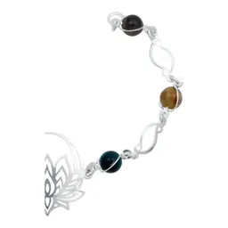 Pulsera Plata 925 Flor de Loto Cuarzo Natural Multicolor - Imagen 3