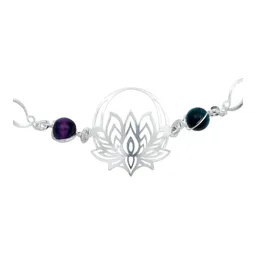 Pulsera Plata 925 Flor de Loto Cuarzo Natural Multicolor - Imagen 4