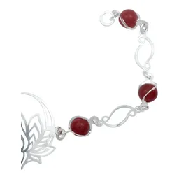 Pulsera Plata .925 Flor de Loto Cuarzo Rojo Natural Hecha en México - Imagen 3