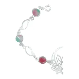 Pulsera Plata 925 Flor de Loto Cuarzo Tricolor Artesanal - Imagen 2
