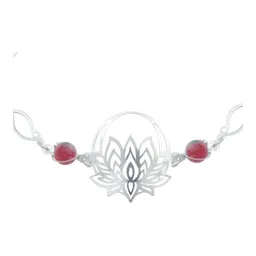 Pulsera Plata 925 Flor de Loto Cuarzo Tricolor Artesanal - Imagen 4