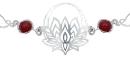 Pulsera Plata .925 Flor de Loto Cuarzo Rojo Natural Hecha en México - Imagen 4