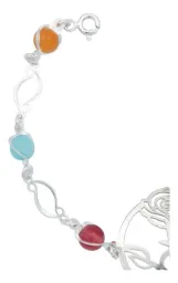 Pulsera Plata 925 Cuarzo Multicolor Diseño Floral 18.5cm - Imagen 2