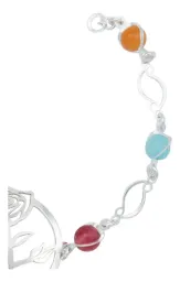 Pulsera Plata 925 Cuarzo Multicolor Diseño Floral 18.5cm - Imagen 3
