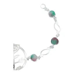 Pulsera Plata 925 Flores Cuarzo Rosa Fino Tricolor - Imagen 3