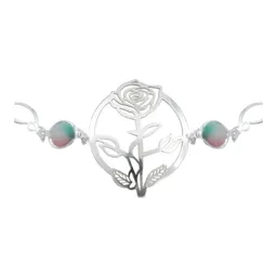 Pulsera Plata 925 Flores Cuarzo Rosa Fino Tricolor - Imagen 4