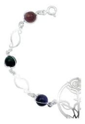 Pulsera Plata 925 Flores Cuarzo Rosa - Imagen 2