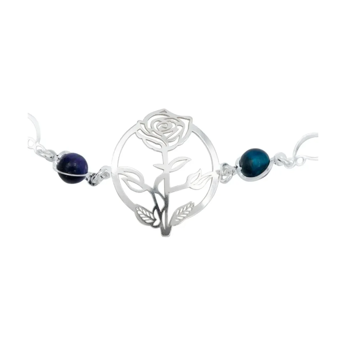 Pulsera Plata 925 Flores Cuarzo Rosa - Imagen 4