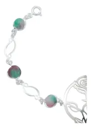 Pulsera Plata 925 Flores Cuarzo Rosa Fino Tricolor - Imagen 2