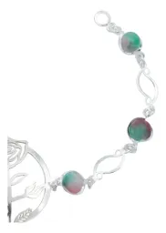Pulsera Plata 925 Flores Cuarzo Rosa Fino Tricolor - Imagen 3