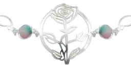 Pulsera Plata 925 Flores Cuarzo Rosa Fino Tricolor - Imagen 4