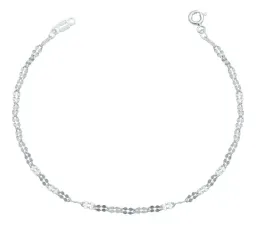 Pulsera de Plata Ley 925 Tejido Granito Doble Diamantado 18cm Para Mujer - Imagen 1