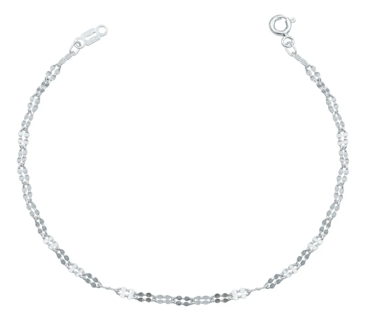 Pulsera de Plata Ley 925 Tejido Granito Doble Diamantado 18cm para Mujer - Joyaris joyería