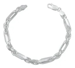 Pulsera Plata 925 Torsal Figaro Gruesa Estilo Italiano para Hombre - Imagen 1