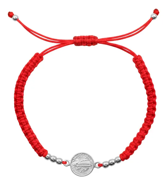 Pulsera Hilo Rojo con Medalla San Benito Plata .925 - Imagen 1