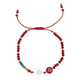 Pulsera Hilo Rojo Plata 925 Nudo Bruja Ojo Turco 7 Chakras Unisex - Imagen 1
