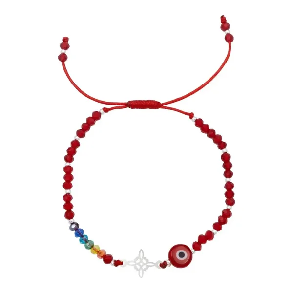 Pulsera Hilo Rojo Plata 925 Nudo Bruja Ojo Turco 7 Chakras Unisex - Imagen 1