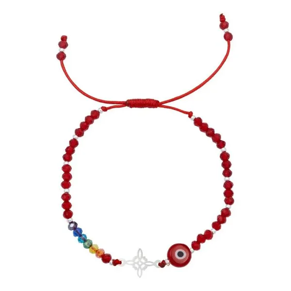 Pulsera Hilo Rojo Plata 925 Nudo Bruja Ojo Turco 7 Chakras Unisex - Imagen 1