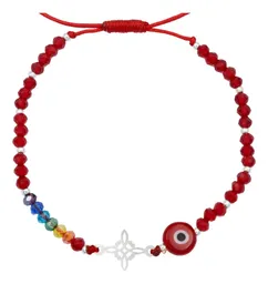 Pulsera Hilo Rojo Plata 925 Nudo Bruja Ojo Turco 7 Chakras Unisex - Imagen 3