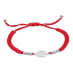 Pulsera Hilo Rojo Medalla San Benito Plata Ley .925 Ajustable - Imagen 3
