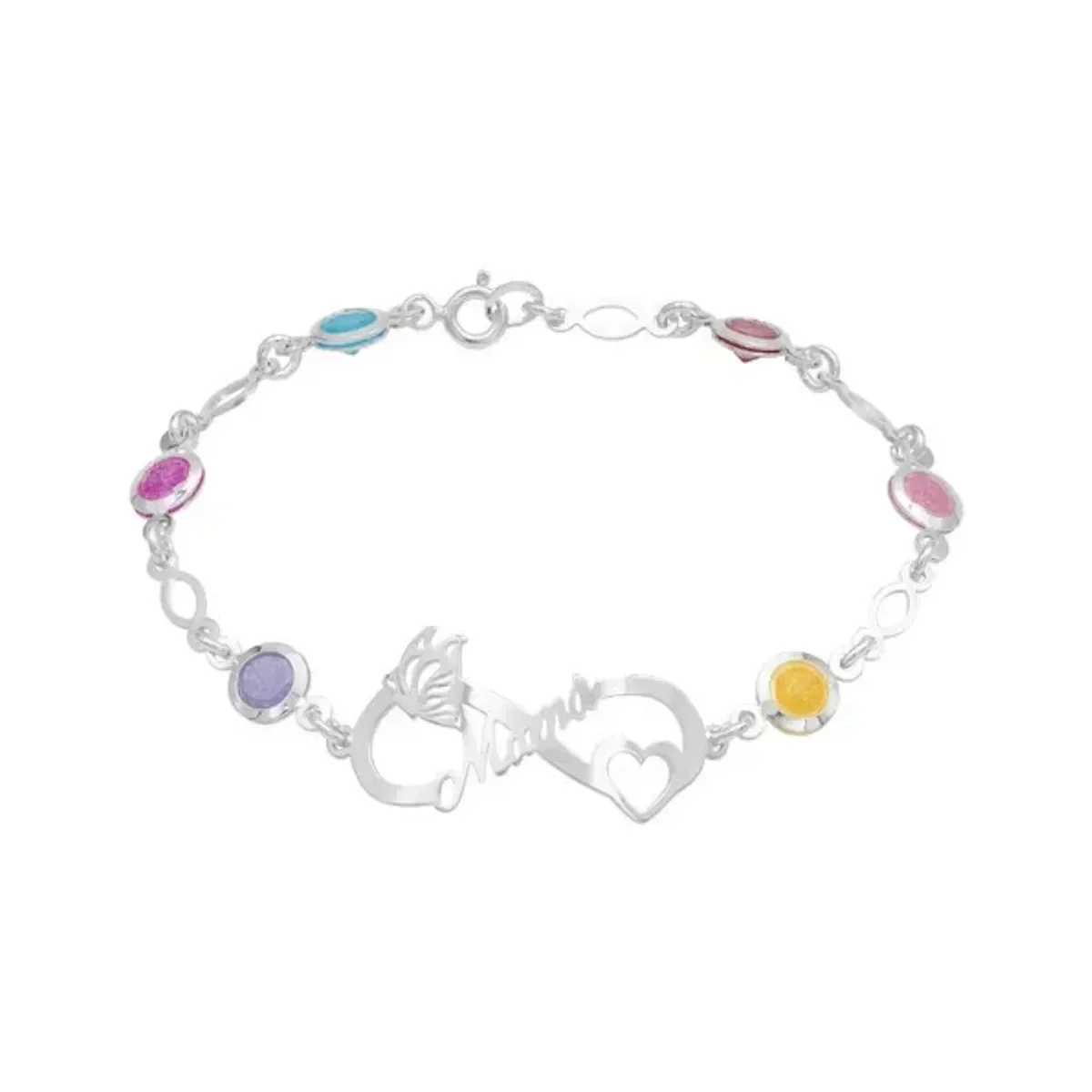 Pulsera Plata 925 Infinito con Piedra Natural Multicolor - Imagen 3