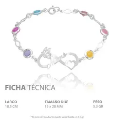 Pulsera Plata 925 Infinito con Piedra Natural Multicolor - Imagen 4