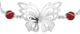 Pulsera Plata 925 Mariposa con Piedra Natural Roja - Imagen 4