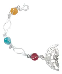 Pulsera de Plata 925 con Diseño de Mariposas y Flores y Cuarzo Multicolor - Imagen 2