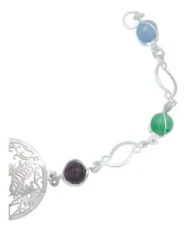 Pulsera de Plata 925 con Diseño de Mariposas y Flores y Cuarzo Multicolor - Imagen 3