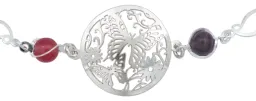 Pulsera de Plata 925 con Diseño de Mariposas y Flores y Cuarzo Multicolor - Imagen 4