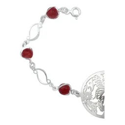 Pulsera Plata 925 Mariposa Flores con Cuarzo Rojo - Imagen 2