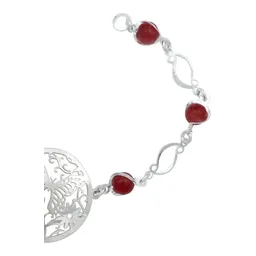 Pulsera Plata 925 Mariposa Flores con Cuarzo Rojo - Imagen 3