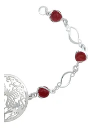 Pulsera Plata 925 Mariposa Flores con Cuarzo Rojo - Imagen 3