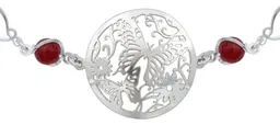 Pulsera Plata 925 Mariposa Flores con Cuarzo Rojo - Imagen 4