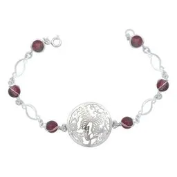 Pulsera Plata 925 Mariposa Flores Tricolor Cuarzo 18.5cm - Imagen 1