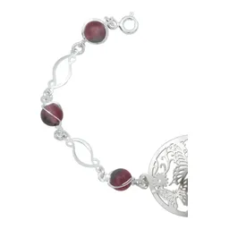 Pulsera Plata 925 Mariposa Flores Tricolor Cuarzo 18.5cm - Imagen 2