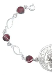 Pulsera Plata 925 Mariposa Flores Tricolor Cuarzo 18.5cm - Imagen 2