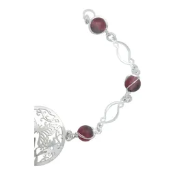 Pulsera Plata 925 Mariposa Flores Tricolor Cuarzo 18.5cm - Imagen 3